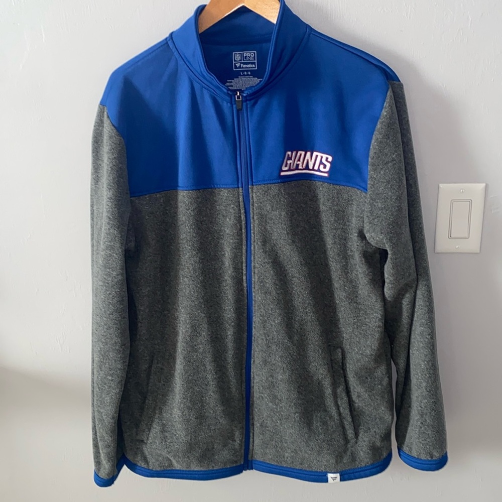 Fanatics Men’s L NFL Pro Line New York Giants Full-Zip Fleece Jacket Blue & Gray